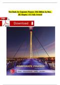 Test Bank For Corporate Finance 12th Edition By Ross All &lpar;Chapter 1-27&rpar; Updated Version 2025 Complete Newest Edition Instant Download PDF