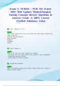 Exam 2&colon; NUR242 &sol; NUR 242 &lpar;Latest 2025&sol; 2026 Update&rpar; Medical-Surgical Nursing Concepts Review&vert; Questions & Answers&vert; Grade A&vert; 100&percnt; Correct &lpar;Verified Solutions&rpar;- Galen