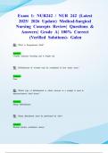 Exam 1&colon; NUR242 &sol; NUR 242 &lpar;Latest 2025&sol; 2026 Update&rpar; Medical-Surgical Nursing Concepts Review&vert; Questions & Answers&vert; Grade A&vert; 100&percnt; Correct &lpar;Verified Solutions&rpar;- Galen