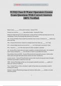 TCEQ Class D Water Operators License Exam Questions With Correct Answers 100&percnt; Verified&period;