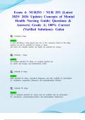 Exam 4&colon; NUR253 &sol; NUR 253 &lpar;Latest 2025&sol; 2026 Update&rpar; Concepts of Mental Health Nursing Guide&vert; Questions & Answers&vert; Grade A&vert; 100&percnt; Correct &lpar;Verified Solutions&rpar;- Galen
