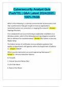 Cybersecurity Analyst Quiz &lpar;FedVTE&rpar; &vert; Q&A Latest 2024&sol;2025 &vert; 100&percnt; PASS