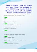 Exam 2&colon; NUR254 &sol; NUR 254 &lpar;Latest 2025&sol; 2026 Update&rpar; The Childbearing and Child Caring Families Review&vert; Questions & Answers&vert; Grade A&vert; 100&percnt; Correct &lpar;Verified Solutions&rpar;- Galen