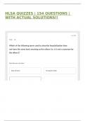 HLSA QUIZZES &vert; 154 QUESTIONS &vert; WITH ACTUAL SOLUTIONS&excl;&excl;