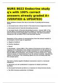 NURS 8022 Endocrine study q-s with 100- correct answers already graded A&plus;