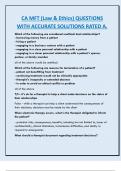 CA MFT (Law & Ethics) QUESTIONS  WITH ACCURATE SOLUTIONS RATED A.