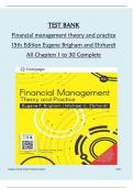 TEST BANK for Financial management theory and practice 15th Edition Eugene Brigham and Ehrhardt All Chapters 1 to 30 Complete GRADED A&plus;