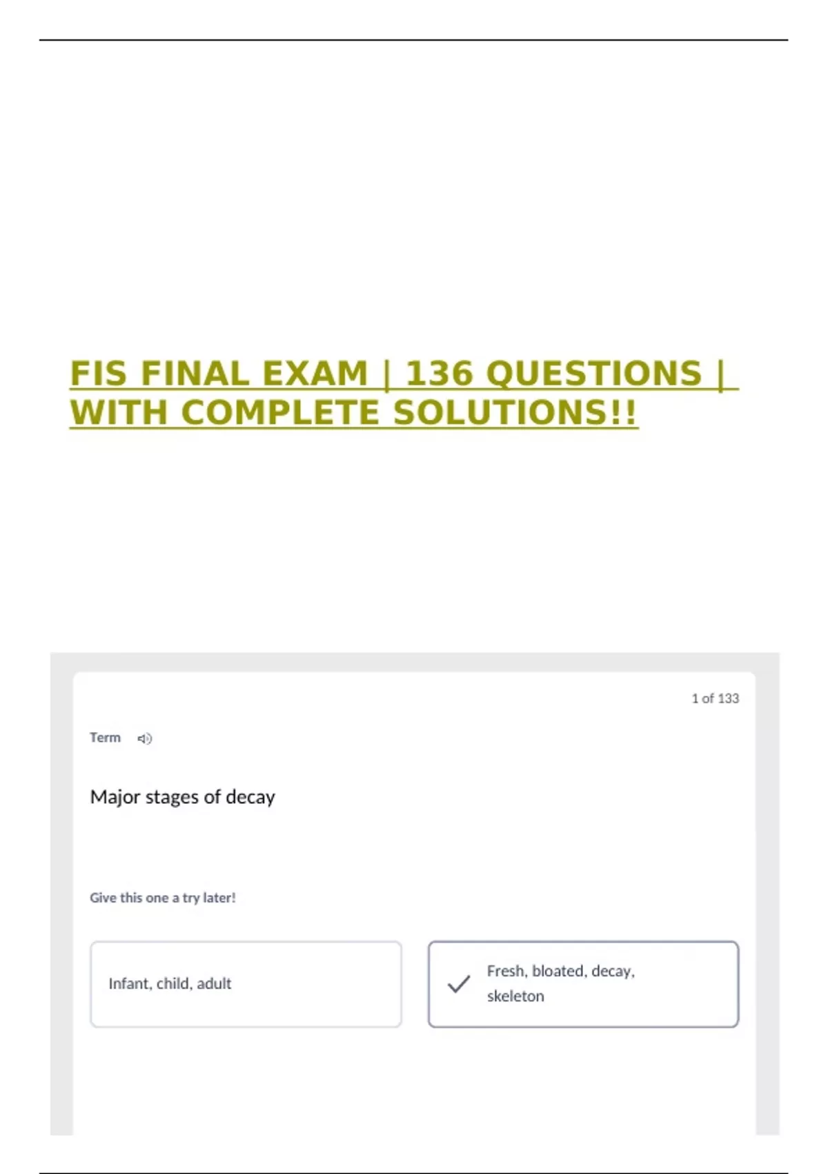 FIS FINAL EXAM | 136 QUESTIONS | WITH COMPLETE SOLUTIONS!! - FIS ...