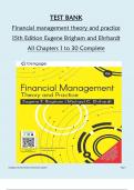 TEST BANK  Financial management theory and practice 15th Edition Eugene Brigham and Ehrhardt All Chapters 1 to 30 Complete