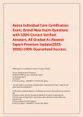 Aetna Individual Core Certification Exam&comma; Brand New Exam Questions with 100&percnt; Correct Verified Answers&comma; All Graded A&plus;&comma;Newest Expert Premium Update&lpar;2025-2026&rpar;>100&percnt; Guaranteed Success&period;