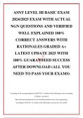 ASNT LEVEL III BASIC EXAM 2024&sol;2025 EXAM WITH ACTUAL NGN QUESTIONS AND VERIFIED WELL EXPLAINED 100&percnt; CORRECT ANSWERS WITH RATIONALES GRADED A&plus; LATEST UPDATE 2025 WITH 100&percnt; GUARANTEED SUCCESS AFTER DOWNLOAD &lpar;ALL YOU NEED TO PASS YOUR EXAMS&rpar;