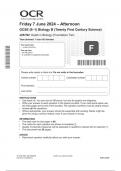 OCR GCSE Biology B &lpar;Twenty First Century Science&rpar; J257&sol;02 JUNE 2024 QUESTION PAPER&colon; Depth in Biology &lpar;Foundation Tier&rpar;