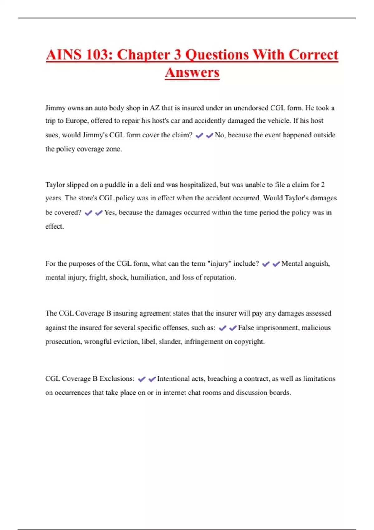 AINS 103: Chapter 3 Questions With Correct Answers - AINS 103 - Stuvia US