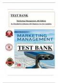TEST BANK Marketing Management (4th Ed) By Johnston; Marshall| All 14 Chapters Covered
