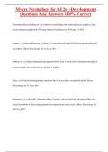 Myers Psychology for AP 2e - Development Questions And Answers 100&percnt; Correct