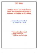 Test Bank for Politics&comma; Power and the Common Good An Introduction to Political Science&comma; 6th Edition by Mintz &lpar;All Chapters included&rpar;