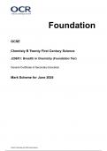 OCR GCSE Chemistry B &lpar;Twenty First Century Science&rpar; J258&sol;01 JUNE 2024 MARK SCHEME&colon; Breadth in Chemistry &lpar;Foundation Tier&rpar;