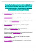 Florida Traffic School Online &lpar;4-Hour BDI&rpar; Exam Answers Latest Update 2025-2026 Actual Exam Questions with 100&percnt; Verified Correct Answers Guaranteed A&plus; Verified by Professor
