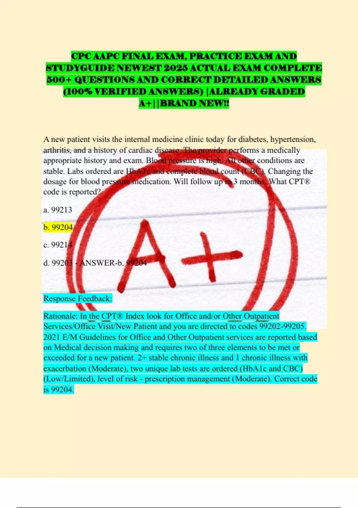 CPC AAPC FINAL EXAM, PRACTICE EXAM AND STUDYGUIDE NEWEST 2025 ACTUAL ...