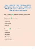 Exam 1&colon; NSG4100 &sol; NSG 4100 &lpar;Latest 2025&sol; 2026 Update&rpar; Nursing Practice - Adult Health III Review&vert; Questions with Verified Answers&vert; Grade A&vert; 100&percnt; Correct -Galen&period;