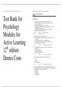 Test Bank for Psychology Modules for Active Learning 12th edition Dennis Coon 