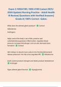 Exam 2&colon; NSG4100 &sol; NSG 4100 &lpar;Latest 2025&sol; 2026 Update&rpar; Nursing Practice - Adult Health III Review&vert; Questions with Verified Answers&vert; Grade A&vert; 100&percnt; Correct -Galen&period;