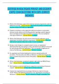 CERTIFIED  HEALTHCARE PRIVACY AND SECURITY &lpar;CHPS&rpar; EXAM QUESTIONS WITH 100&percnt; CORRECT ANSWERS&period;