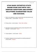 UTAH BASIC ESTHETICS STATE  BOARD EXAM 2025 WITH 100&percnt;  VERIFIED QUESTIONS AND EXPERT  SOLUTIONS&vert; GUARANTEED VALUE  AND SUCCESS&period;