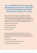 Exam 3&colon; NSG4100 &sol; NSG 4100 &lpar;Latest 2025&sol; 2026 Update&rpar; Nursing Practice - Adult Health III Review&vert; Actual Questions with Verified Answers&vert; Grade A&vert; 100&percnt; Correct &ndash; Galen&period;