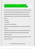 Tennessee Drivers License Exam Questions and Answers 100&percnt; Pass