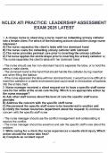 NCLEX ATI PRACTICE&colon; LEADERSHIP ASSESSMENT EXAM 2025 LATEST UPDATE&vert; ACTUAL Q&As 100&percnt; CORRECT