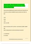 Texas SAE&colon; Real Estate investment Exam Questions and Answers 100&percnt;  Guaranteed Pass