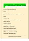 Traffic Supervisor Exam Questions with  100&percnt; Correct Answers &vert; Already Graded  A&plus;
