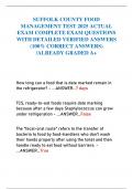 SUFFOLK COUNTY FOOD MANAGEMENT TEST 2025 ACTUAL EXAM COMPLETE EXAM QUESTIONS WITH DETAILED VERIFIED ANSWERS &lpar;100&percnt; CORRECT ANSWERS&rpar; &sol;ALREADY GRADED A&plus;
