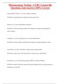Pharmacology Testing - CCBC Catonsville Questions And Answers 100&percnt; Correct