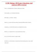 CCBC Biology 109 Exam 1 Questions And  Answers 100&percnt; Correct