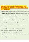 OB NURS 306 REAL EXAM Questions with 100&percnt; Verified Answers Latest Versions 2025 TOP RATED A&plus;