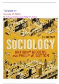 Test Bank for Sociology 9th Edition by Anthony Giddens and Philip W&period; Sutton isbn-9781509539222 All Chapters Complete Guide Graded A&plus;