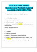 Texas RDA Exam Review &vert; Questions and Verified Solutions &vert; Latest 2024&sol;2025 &vert; 100&percnt; PASS