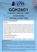  GGH2601 Assignment 1 &lpar;ANSWERS&rpar; Semester 1 2025 - DISTINCTION GUARANTEED