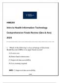 HIM200 &lpar;INTRO TO HIT&rpar; COMPREHENSIVE FINALS REVIEW 2025 ANSWERED&period;