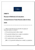 HIM675 &lpar;RSCH METHODS & EVALUATION&rpar; COMPREHENSIVE FINALS REVIEW 2025
