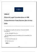 HIM422 &lpar;ETHICAL & LEGAL CONSIDERATIONS IN HIM&rpar; COMPREHENSIVE FINALS REVIEW 2025