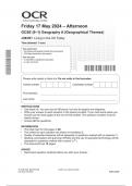 OCR GCSE Geography A &lpar;Geographical Themes&rpar; J383&sol;01 JUNE 2024 QUESTION PAPER AND MARK SCHEME