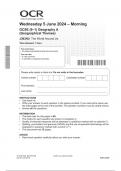 OCR GCSE Geography A &lpar;Geographical Themes&rpar; J383&sol;02 JUNE 2024 QUESTION PAPER AND MARK SCHEME