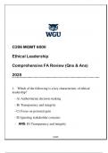 C206 MGMT 6000 &lpar;ETHICAL LEADERSHIP&rpar; COMPREHENSIVE FA REVIEW 2025 ANSWERED