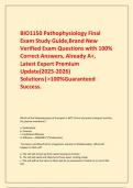     BIO1150 Pathophysiology Final Exam Study Guide&comma;Brand New Verified Exam Questions with 100&percnt; Correct Answers&comma; Already A&plus;&comma; Latest Expert Premium Update&lpar;2025-2026&rpar; Solutions&vert;>100&percnt;Guaranteed Success&period;