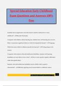 Special Education Early Childhood Exam Questions and Answers 100&percnt; Pass