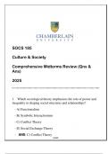 SOCS 185 &lpar;CULTURE & SOCIETY&rpar; COMPREHENSIVE MIDTERMS REVIEW 2025 ANSWERED&period;