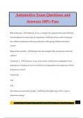 Automotive Exam Questions and Answers 100&percnt; Pass